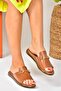 Tan Genuine Leather Daily Women's Slippers P291009303 - 3