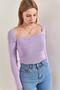 Women's Lilac Square Collar Knitwear Sweater 20223274 - 6