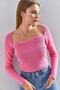 Women's Pink Square Neck Knitwear Sweater 20223274