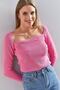 Women's Pink Square Neck Knitwear Sweater 20223274 - 4