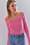 Women's Pink Square Neck Knitwear Sweater 20223274 - 6