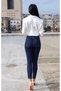 Nekulati Women's Blue High Waist Ankle Length Slim Leg Skinny Lycra Jeans - 4