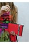 Women's Satin Red Stone Evening Dress Clutch Portfolio Handbag Wedding Engagement Bag - 4
