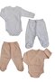 Set of 2 Long Sleeved Gloves, Double Breasted Bodysuit and Booties Bottom - 2
