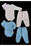 Set of 2 Long Sleeved Gloves, Double Breasted Bodysuit and Booties Bottom