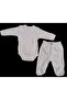 Set of 2 Long Sleeved Gloves, Double Breasted Bodysuit and Booties Bottom - 4