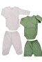 Set of 2 Long Sleeved Gloves, Double Breasted Bodysuit and Booties Bottom - 4