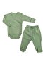 Set of 2 Long Sleeved Gloves, Double Breasted Bodysuit and Booties Bottom - 7