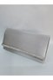 Women's Satin Stoned Silver Evening Dress Clutch Portfolio Handbag Wedding Engagement Bag - 5