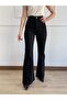 High Waist Black Flare Leg Jeans Lycra Stretch Jeans - 2