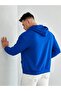 Unisex Oversize Nathing Printed Cobalt Blue Hooded Sweatshirt - 4
