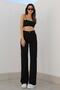 Lussi Power Women's Loose Lycra 90's Non-Fading Black Super High Waist Loose Leg Jeans Palazzo Trousers - 3