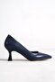 Kandy Navy Blue Stiletto Low Goblet Heeled Shoes - 2