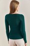 Women's Emerald Green Square Collar Knitwear Sweater 20223274 - 2