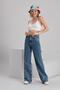 Lycra 90's Women's Blue Super High Waist Wide Leg Denim Jeans Palazzo Pants - 4