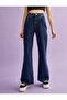 All Blue Loose Lycra Women's Medium Blue Super High Waist Loose Leg Denim Jeans Palazzo Trousers - 3