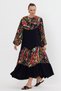 Women's Black Dress with Button Detail on the Collar and Casual Dress