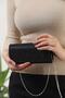 Black Glitter Evening Dress Bag, Leather Bag, Clutch Bag