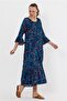 Women's Petrol Blue Bohemian Shawl Pattern Ethnic Authentic Dress - 3