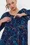 Women's Petrol Blue Bohemian Shawl Pattern Ethnic Authentic Dress - 4