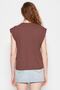 Kahverengi %100 Pamuk Vatka Görünümlü Basic Bisiklet Yaka Örme T-Shirt TWOSS20TS0021 - 6