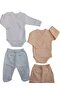 Set of 2 Long Sleeved Gloves, Double Breasted Bodysuit and Booties Bottom - 4