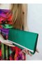 Women's Satin Stone Green Evening Dress Clutch Portfolio Hand Night Wedding Engagement Bag - 3