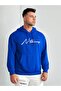 Unisex Oversize Nathing Printed Cobalt Blue Hooded Sweatshirt - 2