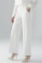 Miyase En Length Lycra Wide Leg Trousers - Ecru - 4