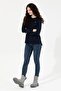 Women's Navy Blue Knitwear Sweater Basic - 4