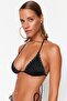 Siyah Nakışlı Üçgen Kaplı Bikini Üstü TBESS23BU00252 - 3