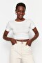 Premium Ecru-Ecru Brown Striped 2 Pack Viscose Crop Stretchy Knitted Blouse TWOSS23BZ00194 - 5