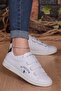 Comfortable Sole Skin Velcro White Women's Sneakers - 4