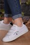 Comfortable Sole Skin Velcro White Women's Sneakers - 5