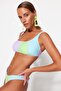 Lilac-Green Color Block Normal Leg Bikini Bottom TBESS23BA00174 - 3