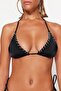 Siyah Nakışlı Üçgen Kaplı Bikini Üstü TBESS23BU00252 - 4