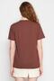 Kahverengi %100 Pamuk Bisiklet Yaka Oversize/Geniş Kalıp Örme T-Shirt TWOSS20TS0134 - 12
