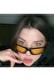 Unisex Y2k Rectangle Uv400 Sunglasses Black - Yellow