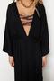 Siyah Dokuma Maxi Plaj Kuşaklı Kimono&Kaftan TBESS21KM0152 - 5