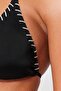 Siyah Nakışlı Üçgen Kaplı Bikini Üstü TBESS23BU00252 - 5