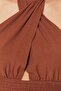 Brown Crop Woven Cut Out/Window Blouse TBESS23BZ00005 - 5
