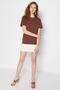 Kahverengi %100 Pamuk Bisiklet Yaka Oversize/Geniş Kalıp Örme T-Shirt TWOSS20TS0134 - 11