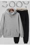 Men's Black Gray Combed Cotton Tracksuit Set