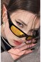 Unisex Y2k Rectangle Uv400 Sunglasses Black - Yellow - 2