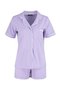 Lilac 100% Cotton Piping Detailed Shorts Knitted Pajamas Set Thmss20Pt0406 - 8