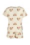 Ekru %100 Pamuklu Ayıcıklı Şortlu Örme Pijama Takımı THMSS23PT00005 - 8