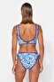 Şal Desen Nakışlı Regular Normal Bel Bikini Altı TBESS23BA00232 - 6