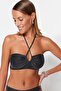 Black Strapless Glitter Bikini Top TBESS23BU00302