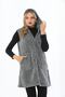 Zippered Fleece Long Gray Plush Vest - 3