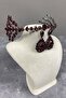 Burgundy Double Sided Selen Model Henna Bridal Crown and Drop Stone Earring Set – Crown, Crystal Stone – Crown - 2